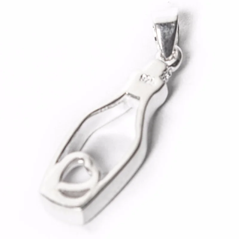 black pearl earrings classic Open Heart with Bottle Pendant Silver chain