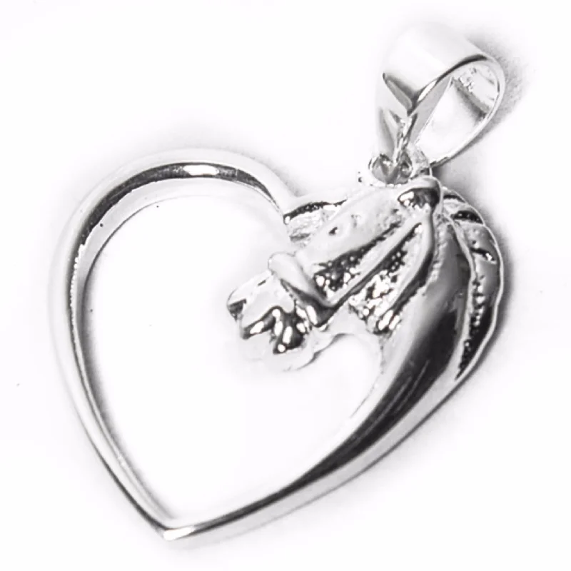 bold statement cuff bracelet Open Heart with Horse Charm