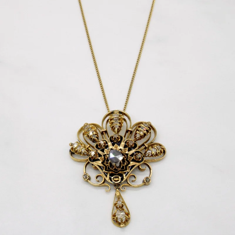 Antique Rose Cut Diamond Pendant Necklace | 0.68ctw | 18" |