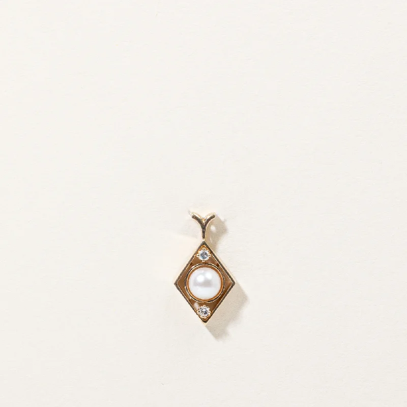 gold-plated snake chain bracelet Pearl & Diamond Pendant | 0.04ctw |