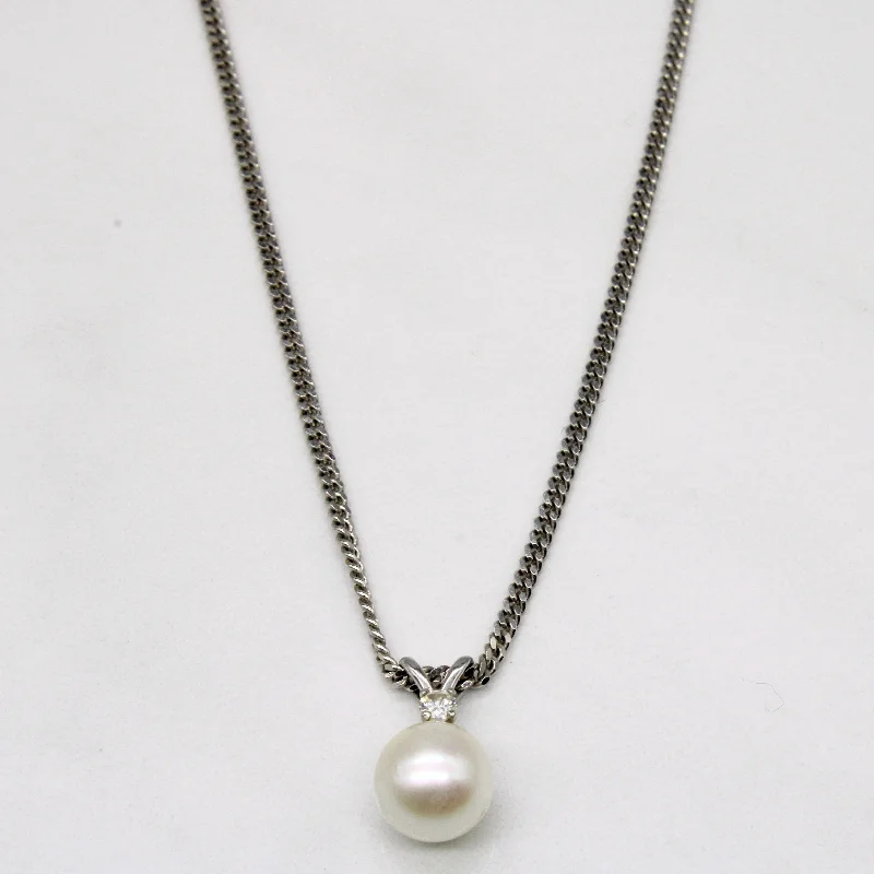 Pearl & Diamond Pendant & Necklace | 0.04ct | 18" |