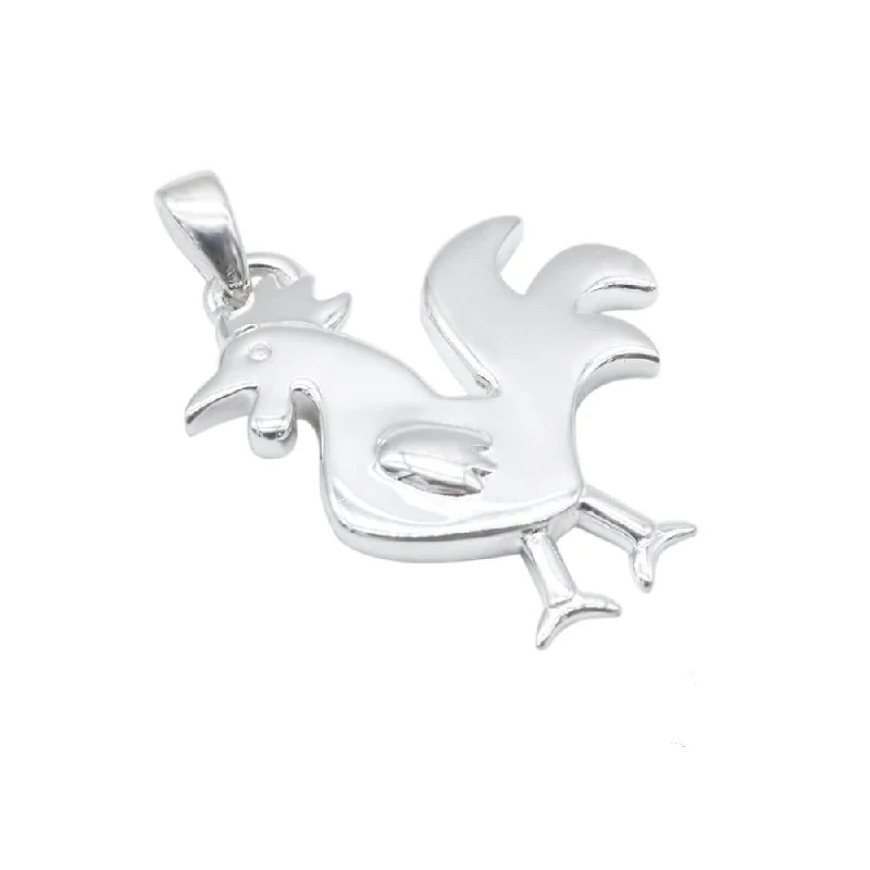 men’s leather and silver bracelet Plain Rooster Silver Pendant