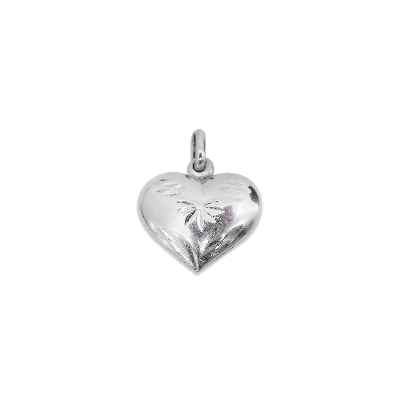 opal gemstone halo ring Puff Heart Pendant with Askterisk Engrave