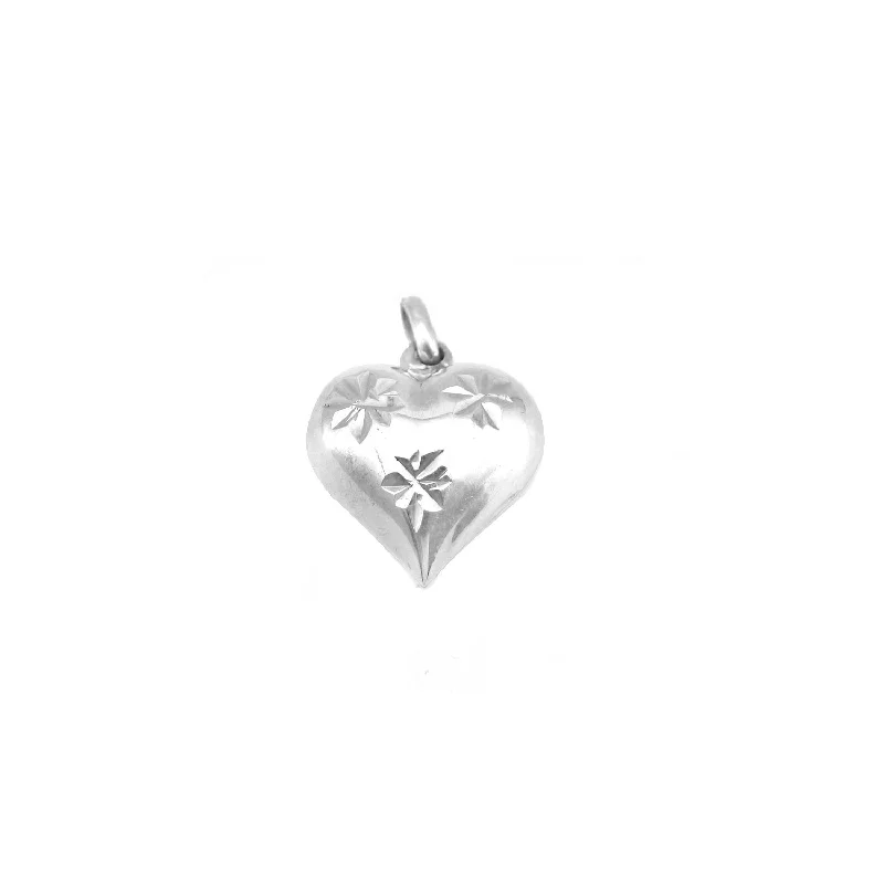 classic pearl bridal earrings Puff Heart with Askterisk Pendant