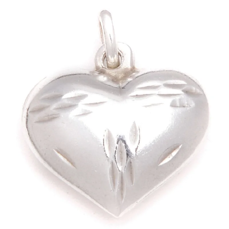 rose gold cubic zirconia earrings Puff Heart with Diamond Cut Pendant