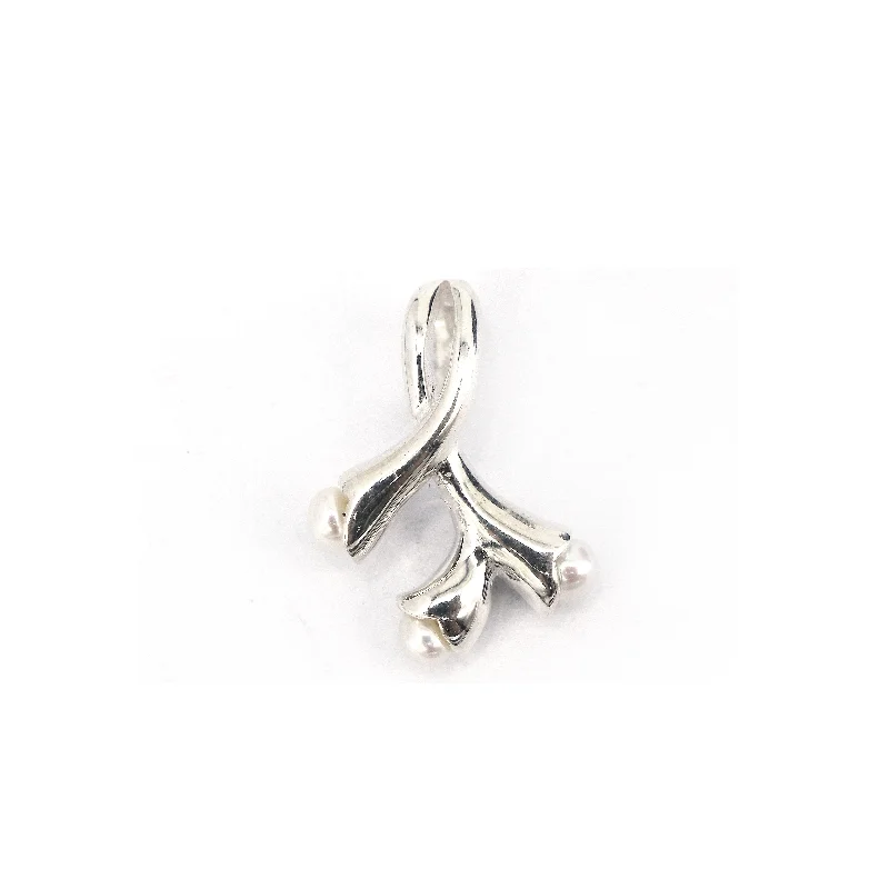 hammered sterling silver band Ribbon Inspired with Three Pearl Pendant