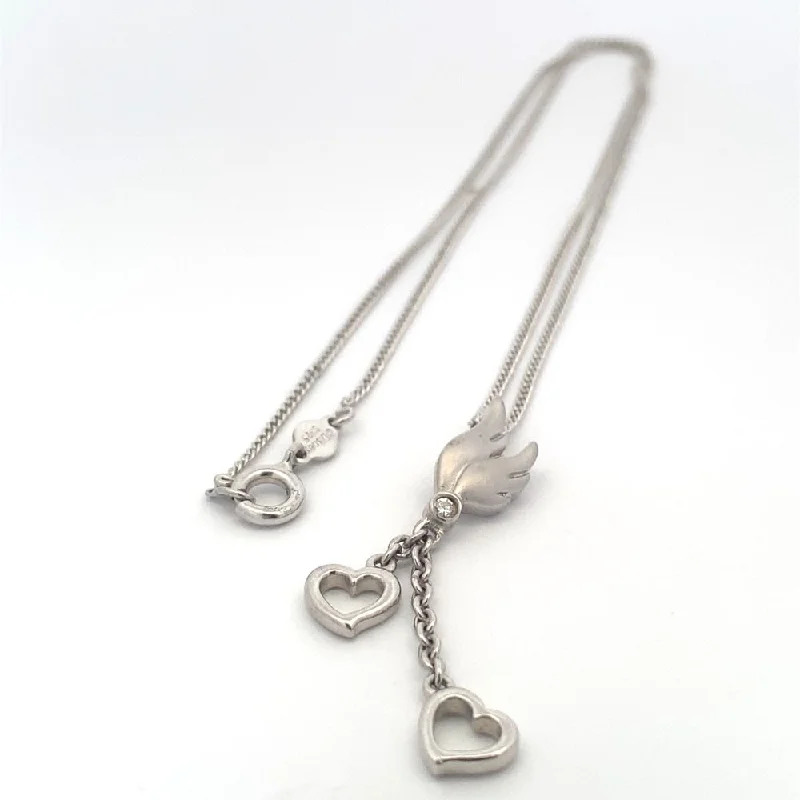vintage sapphire engagement ring Rory Wing and Hearts 925 Sterling Silver Pendant Necklace vintage sapphire engagement ring Rory Wing and Hearts 925 Sterling Silver Pendant Necklace