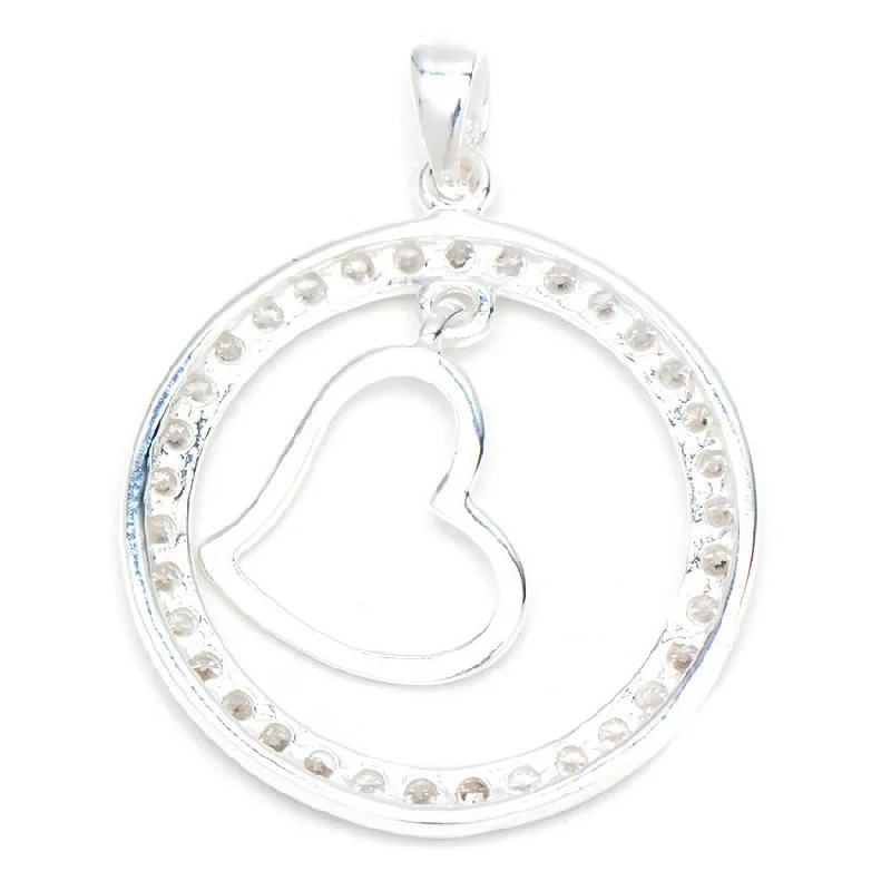 simple crystal earrings Round Full Zirconia with Plain Heart Inside Pendant