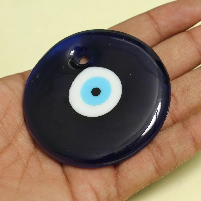 silver moon phase pendant 2.5 Inch Round Shape Evil Eye Pendant