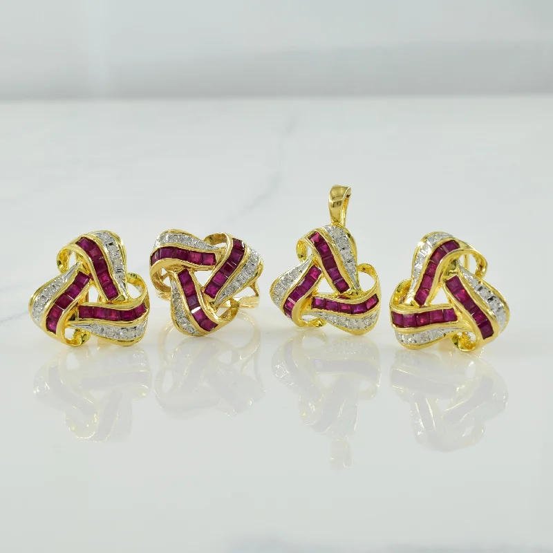 Ruby & Diamond Jewelry Suite | 4.50ctw, 0.30ctw | SZ 4 |