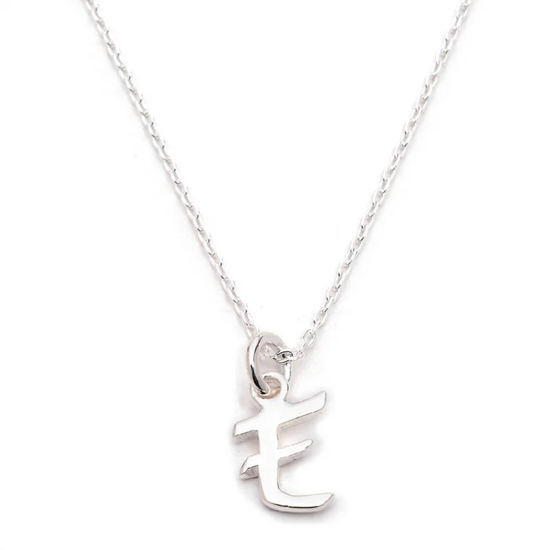 sapphire halo engagement ring Scripted E Pendant with Rolo Chain Necklace