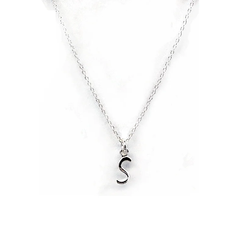 sapphire engagement ring halo Scripted Letter S with Rolo Chain Pendant