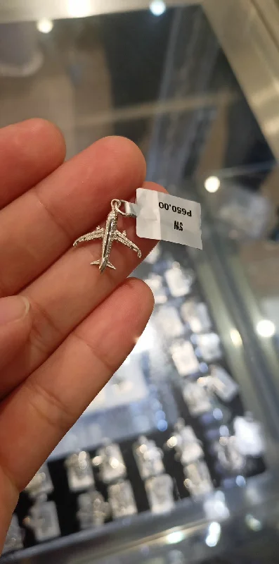 emerald gemstone earrings Silver Airplane Small Pendant