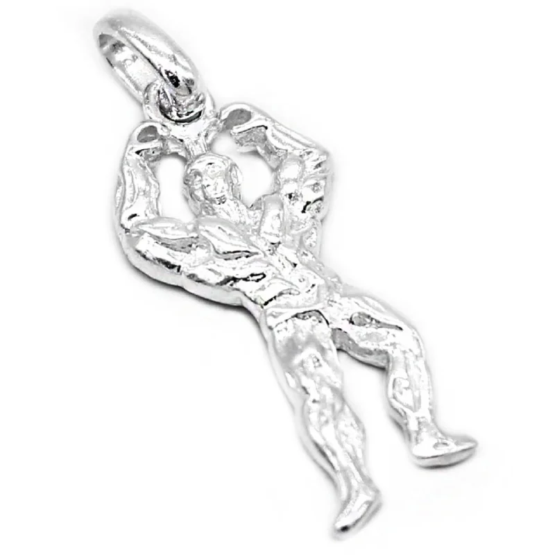 antique silver charm bracelet SILVERWORKS C3351 BODY BUILDER CHARM PENDANT