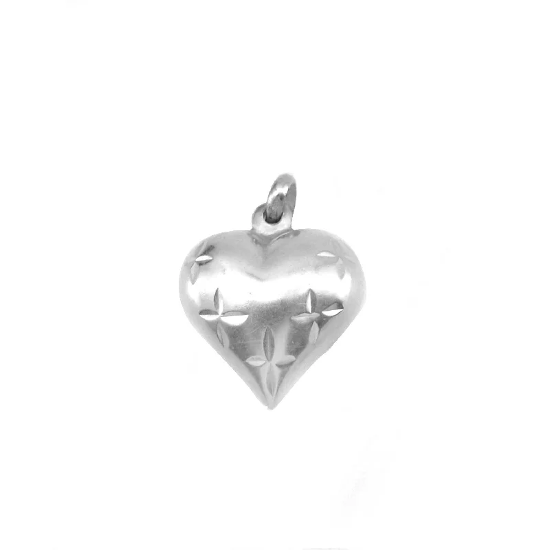 bezel set engagement ring modern Puff Heart with Cross Pendant