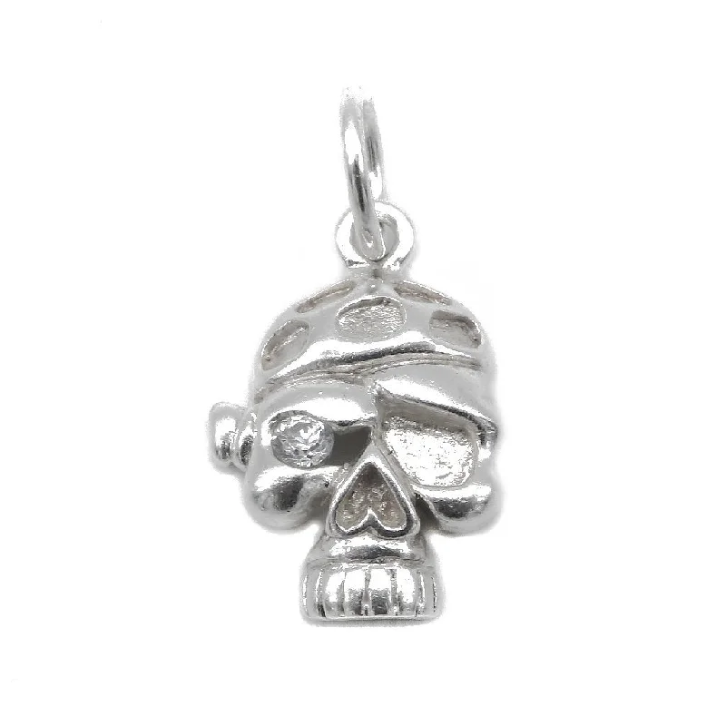 minimalist sapphire drop necklace Skull Pendant with Cubic Zirconia