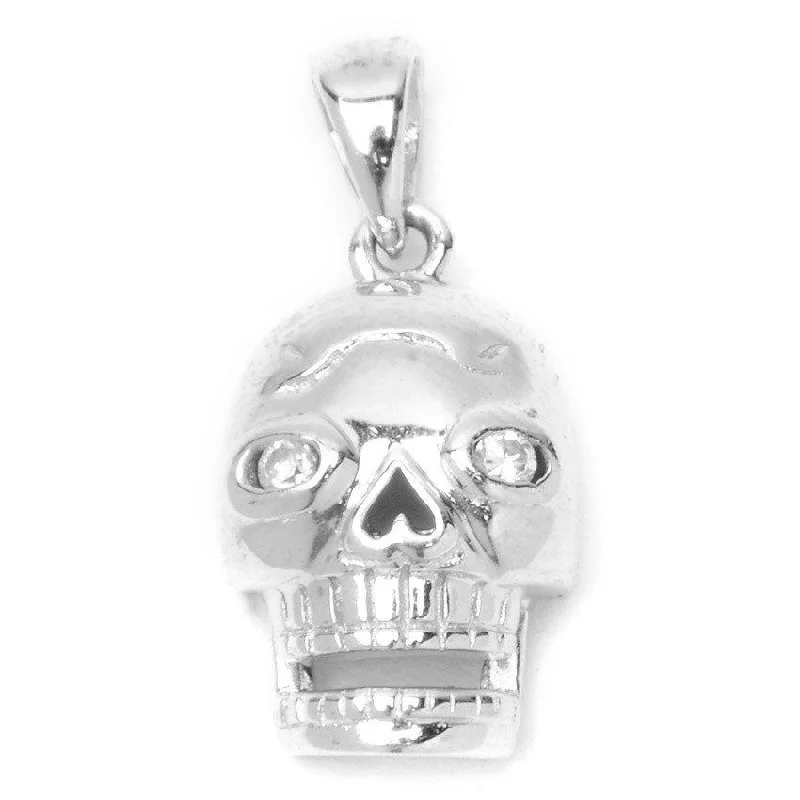vintage platinum wedding band Skull with Zirconia Eyes Charm