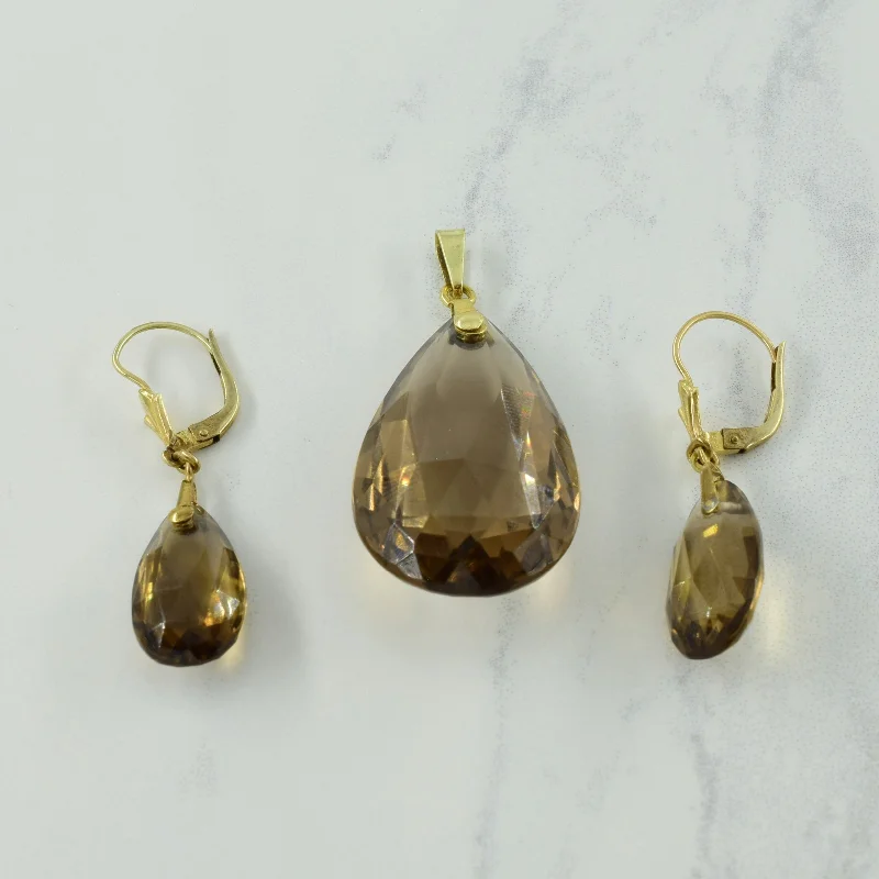 Smoky Quartz Pendant & Earring Set | 52.00ctw |