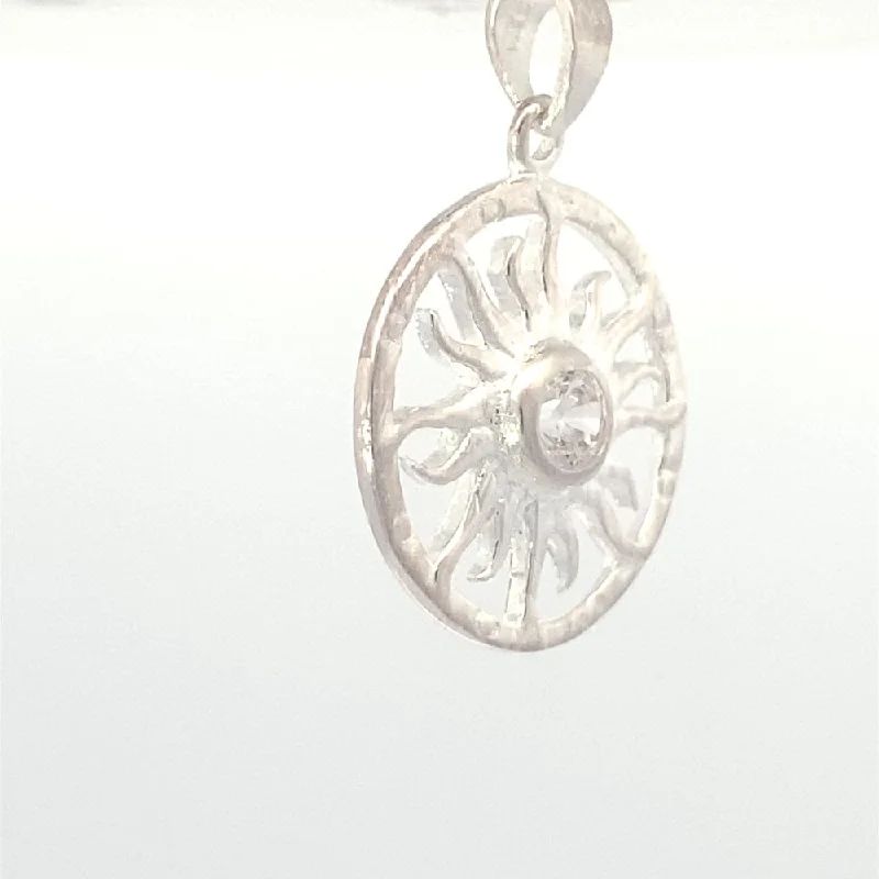 white gold diamond cluster ring Sol Round Sun 925 Sterling Silver Charm