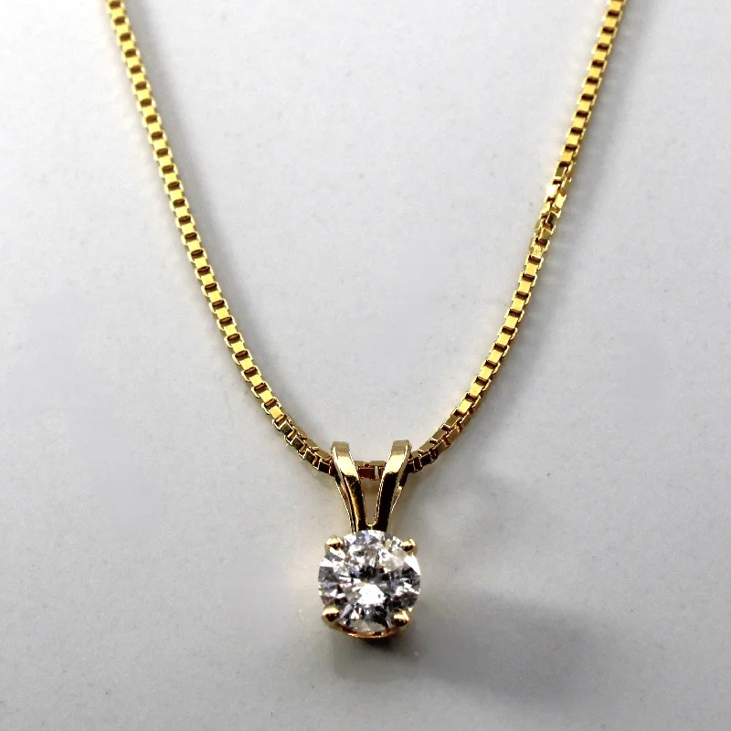 Solitaire Diamond Pendant Necklace | 0.52ct | 16"|