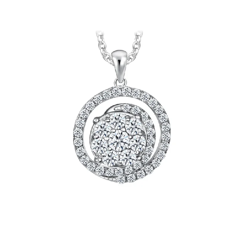 hammered silver wedding band Spiral Diamond Pendant