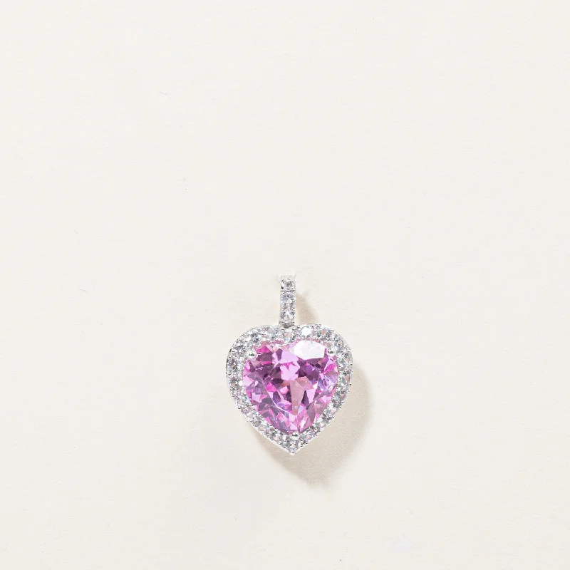 rose gold anklet chain Synthetic Pink & White Sapphire Heart Pendant | 7.50ctw |