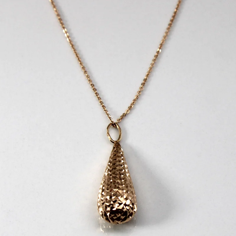 Textured Drop Pendant with 14k Chain | 17"|