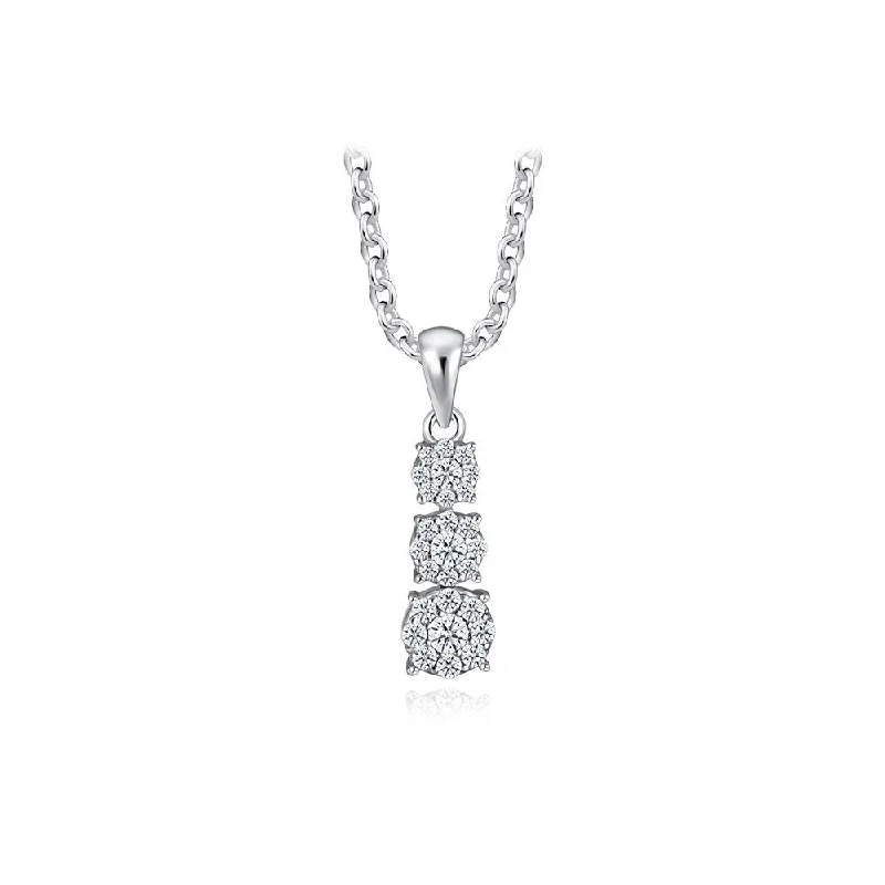 statement gemstone necklace handmade Three-Teardrop Diamond Pendant