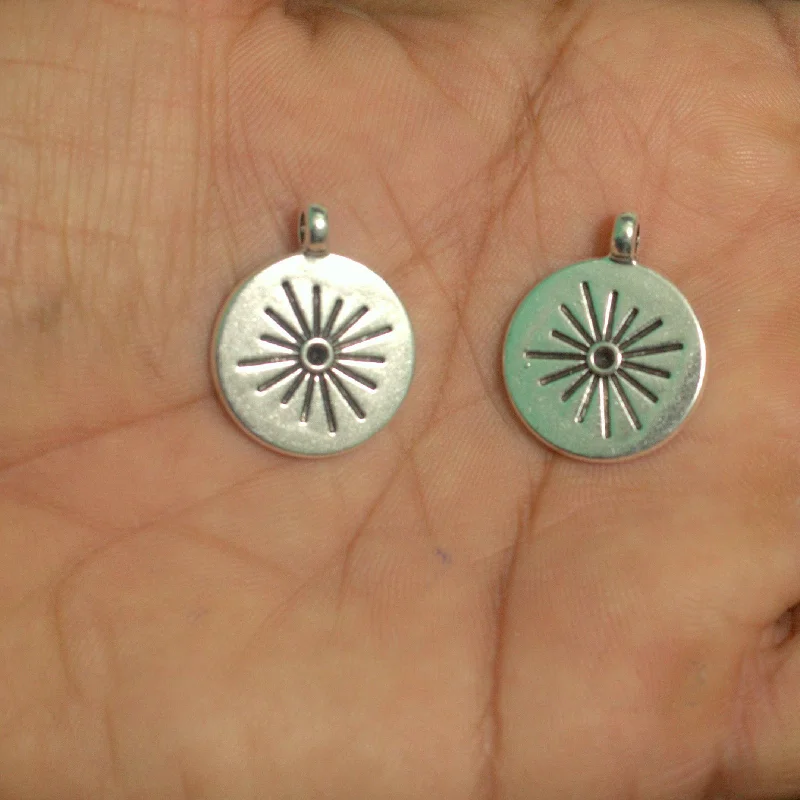 minimalist disc pendant necklace 10 Pcs, 23.5x19x5mm,Tibetan Pendant Flat Round, Antique Silver