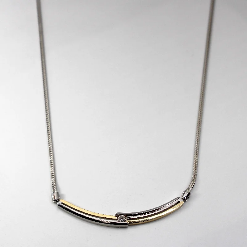 Two Tone Gold Diamond Necklace | 0.17ct | 18"|