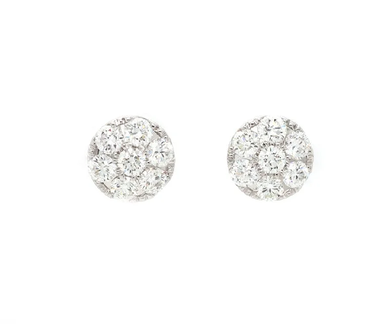 1.50ctw Round Diamond Cluster Stud Earrings in 18K