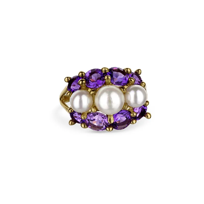 celestial constellation necklace silver 10K White Pearl And Purple Amethyst Ring