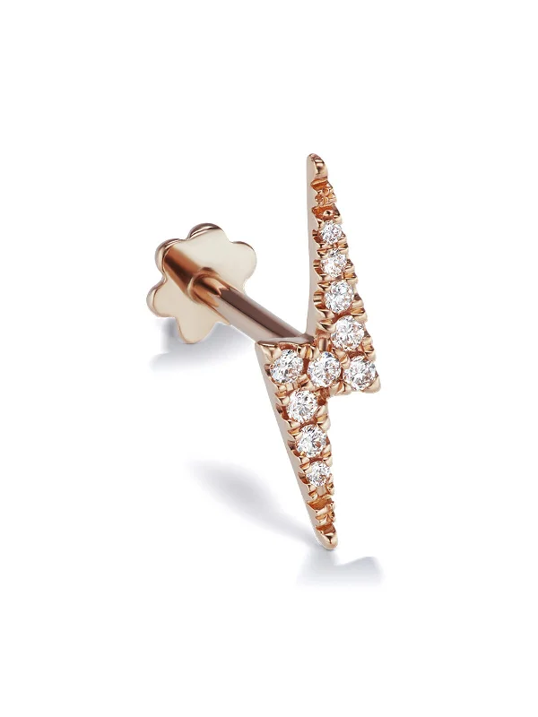 vintage pearl engagement ring 11mm Diamond Lightning Bolt Thread Through Rose Gold Single Earring vintage pearl engagement ring 11mm Diamond Lightning Bolt Thread Through Rose Gold Single Earring