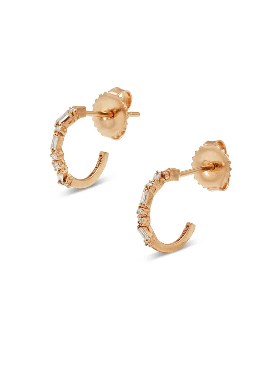 real zircon gemstone bracelet 12mm Mixed Diamond Hoop Rose Gold Earrings