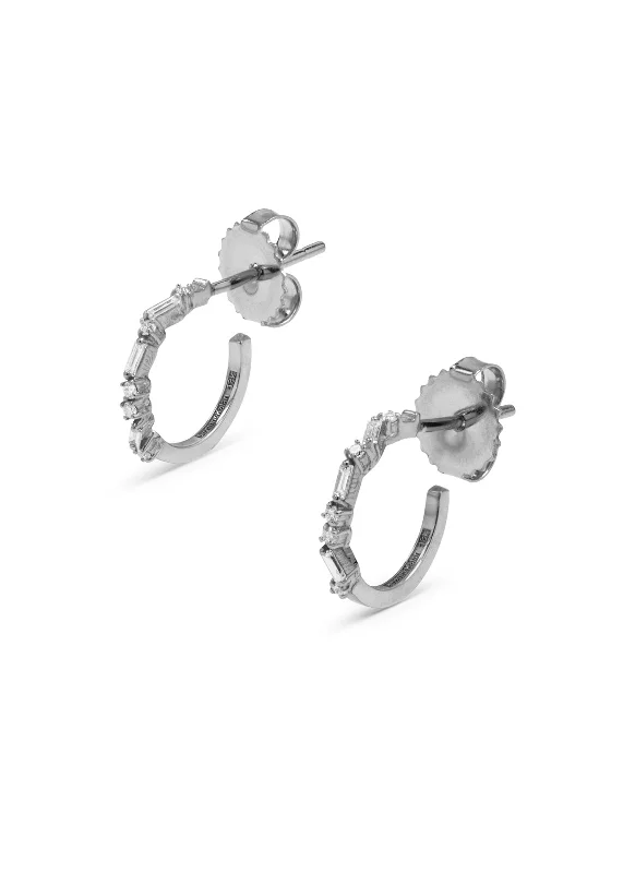 emerald-cut ruby eternity ring 12mm Mixed Diamond Hoop White Gold Earrings