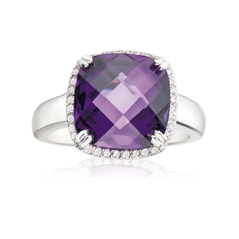personalized name ring Sterling Silver Purple Cubic Zirconia Ring