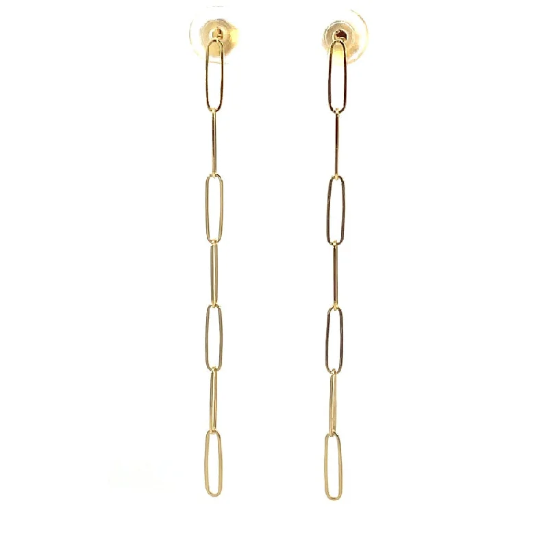 silver lotus flower earrings 14K Gold Paperclip Dangle Earrings