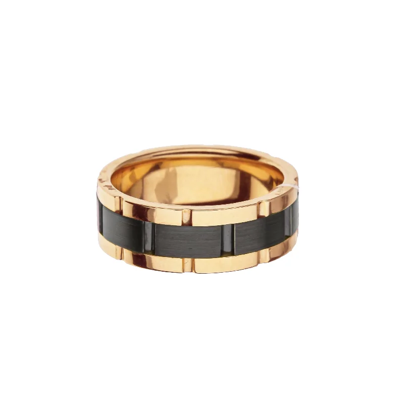crystal-studded gold ring 14K Rose Gold Chain Link Men's Band