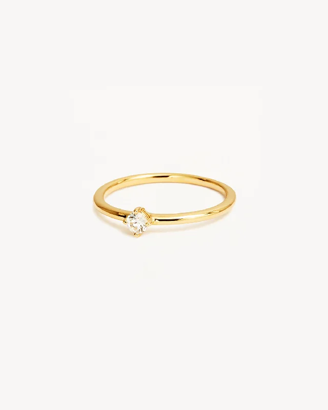 14k Solid Gold Water Drop Diamond Ring