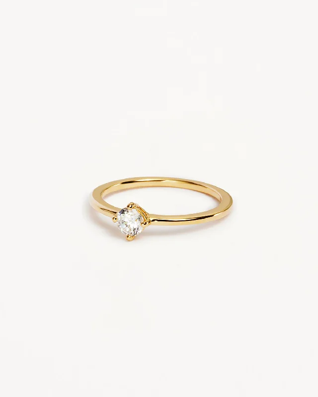 14k Solid Gold Water Drop Lab-Grown Diamond Ring - 4mm