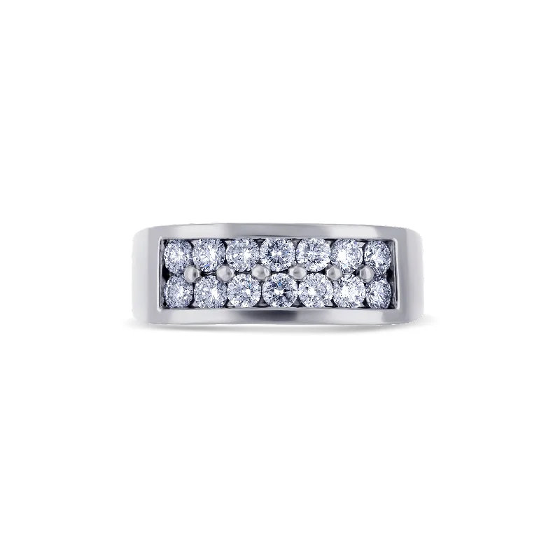 classic wedding set with diamonds 14K White Gold Round Diamond with White Diamond Double Half Row Men's Wedding Band classic wedding set with diamonds 14K White Gold Round Diamond with White Diamond Double Half Row Men's Wedding Band