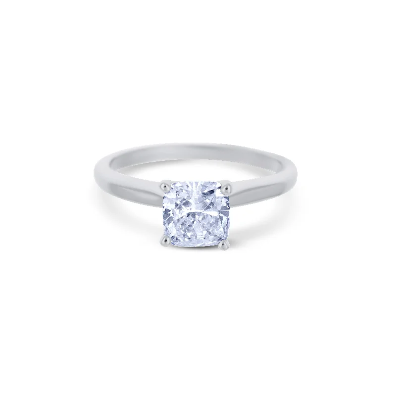 sterling silver toe ring set 14K White Gold Solitaire Ring With Lab Grown Cushion Diamond