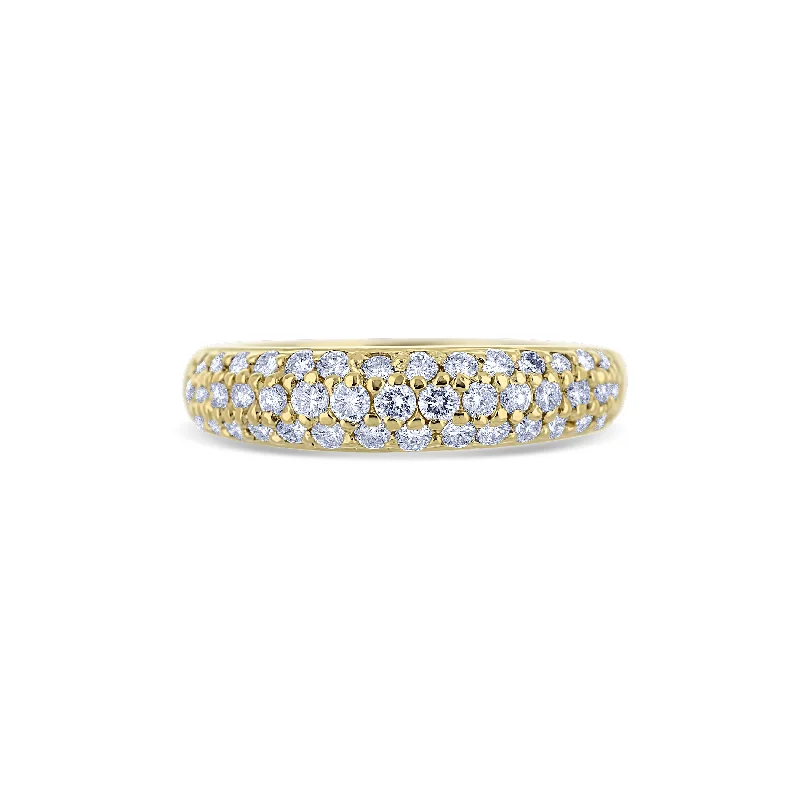 natural garnet gemstone ring 14K Yellow Gold Pave Diamond Dome Ring