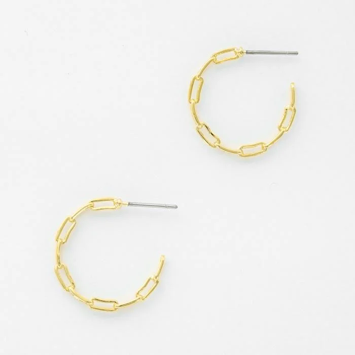 14K Gold Plated Brass Paperclip Hoop Earrings