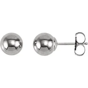 14KT White Gold 6MM Ball Earrings