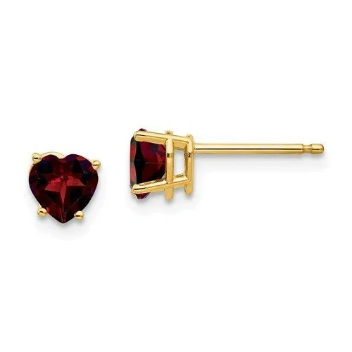 14KT YELLOW GOLD 1.00 CTW HEART SHAPE GARNET EARRINGS