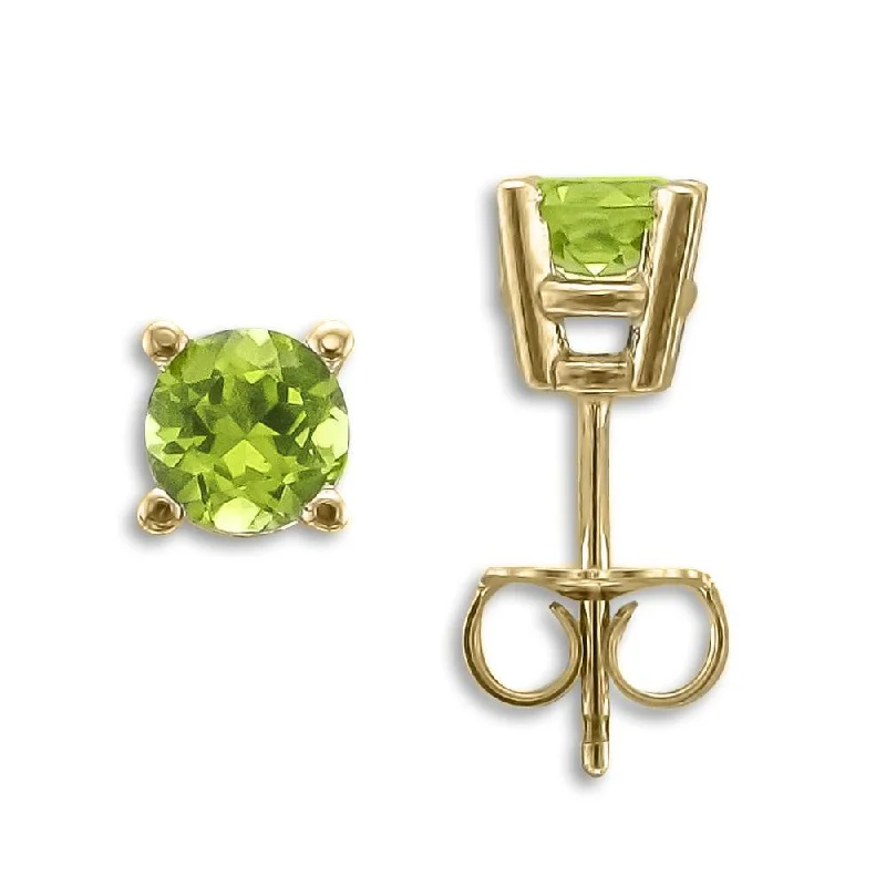 14KT YELLOW GOLD 1.00 CTW ROUND PERIDOT EARRINGS