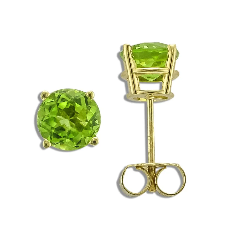 14KT YELLOW GOLD 1.70 CTW ROUND PERIDOT EARRINGS