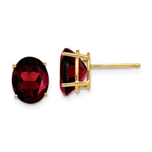 14KT YELLOW GOLD 4.20 CTW OVAL GARNET EARRINGS