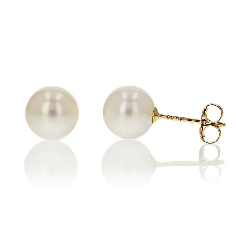 14KT YELLOW GOLD 7MM-8MM FRESHWATER CULTURED PEARL EARRINGS